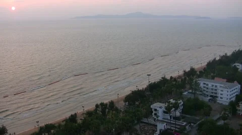 View of the coast of Pattaya during sunset from high point Stock Footage 51825801