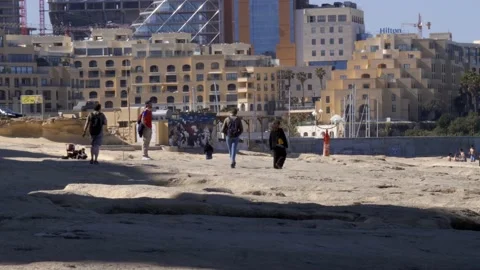 View at the coast in Sliema Stock Footage 236466464