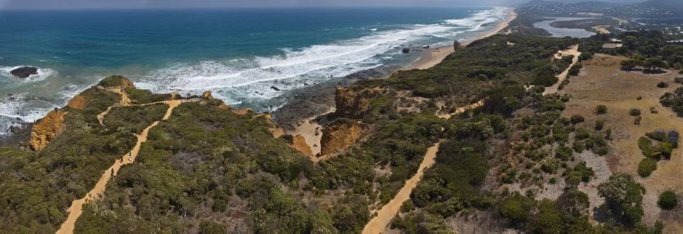 View of the coast from Split Point Lighthouse in Aireys Inlet, Australia Stock Photos