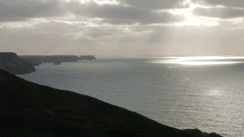 View on the Coastal Path, Atlantic Heritage Coast, Cornwall Stock Footage 86486590