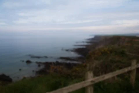 View from the coastal path between Widemouth Bay and Bude Out of focus. Stock Photos