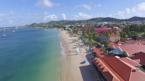 View of coastline and mountains - St Lucia Stock Footage 61832301