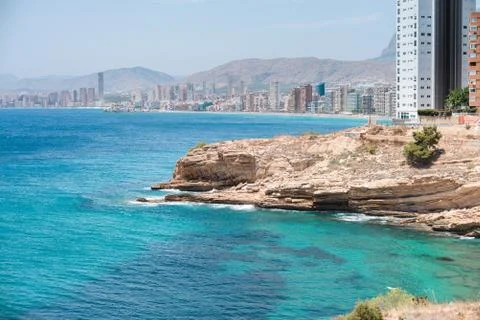 View of the coastline in Benidorm Stock Photos