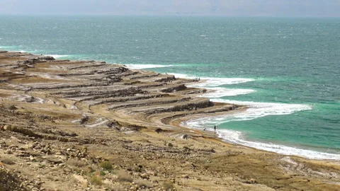 View of coastline of Dead Sea. Stock Footage 143290417