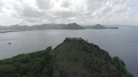View of coastline from mountain top - Saint Lucia Stock Footage 61859535