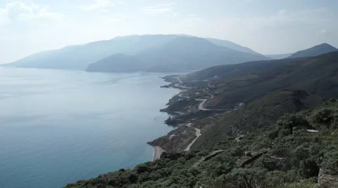 View of the coastline of Skyros Stock Footage 63179402