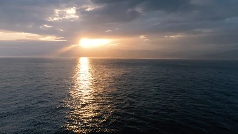 View of coastline sunset from a boat Stock Footage 89983054