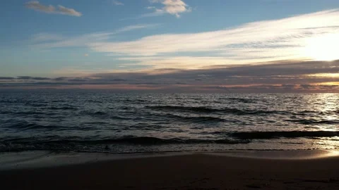 View from the coastline for sunset at the sea. Stock Footage 163702863