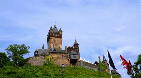 View of the Cochem Imperial Castle (Germany). Stock Footage 52179010