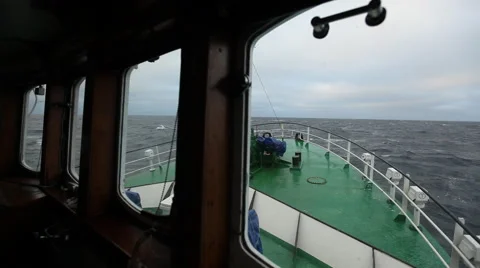 View from the cockpit the captain on the ship Stock Footage 42902299