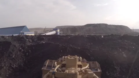 View from the cockpit of coal loader near Concentrator Stock-Footage 47356582
