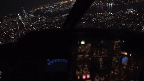 View from cockpit of helicopter flying over New York city Stock Footage 78903547