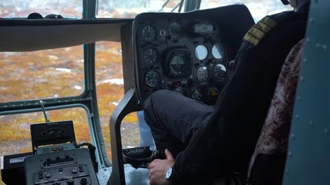 View from the cockpit of a helicopter that is ready to take off Stock Footage 129271412