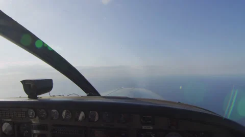 View From The Cockpit Of Small Airplane,Blue Cloudy Sky,Tanzania Vídeos de archivo 132644006
