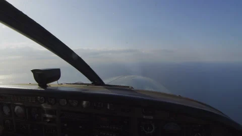 View From The Cockpit Of Small Airplane,Blue Cloudy Sky,Tanzania Vídeo Stock 132645840