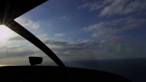 View From The Cockpit Of Small Airplane,Blue Cloudy Sky，Tanzania Stock Footage 132646481