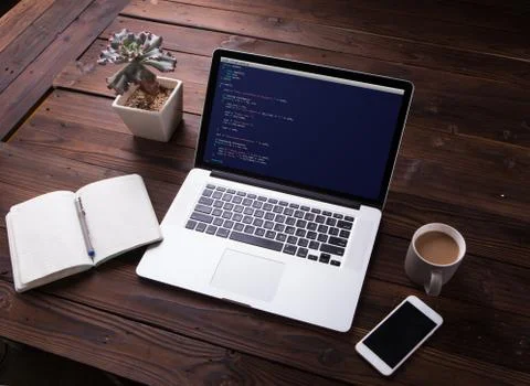 VIew of Coding and programming for web development and web design concept  库存照片