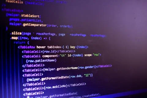 View of the coding which is done for application development. Stock Photos
