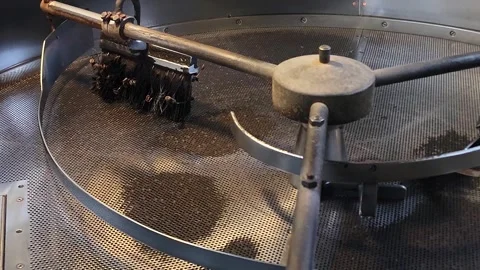 View of a coffee beans mixing machine Stock Footage 345368012