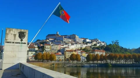 View of Coimbra. Santa Clara Bridge Stock Footage 165607967