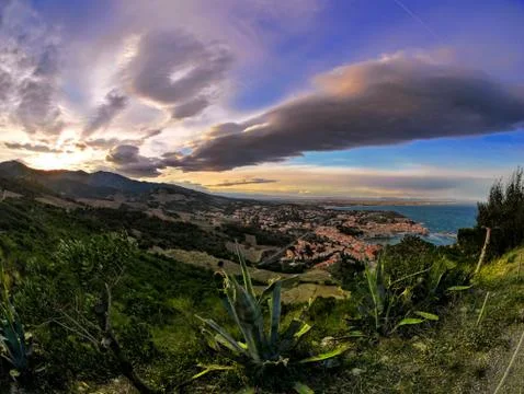 View of Collioure from le Fort Saint Elme Stock Photos
