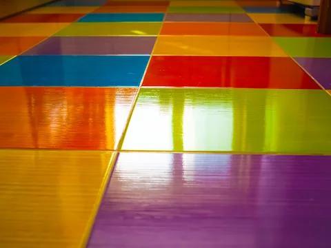 View of the colored tiles on the floor Stock Photos