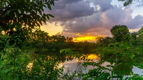View of Colorful dramatic sky sunset or sunrise with Moving clouds Stock Footage 199914593