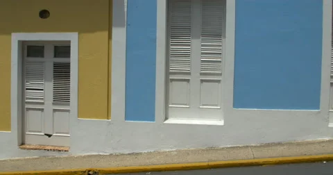 View of colorful houses in San Juan Stock Footage