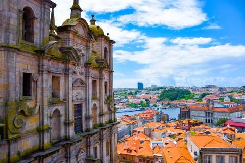 View of colorful Porto from Igreja dos Grilos Stock Photos