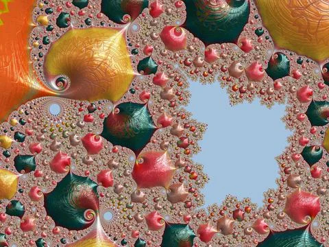 View of colorful shells creates a mixed tropical pattern Stock Illustration