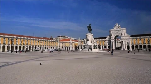 View of the Commerce Square, the most beautiful square of the Portuguese capital Stock Footage 57467560
