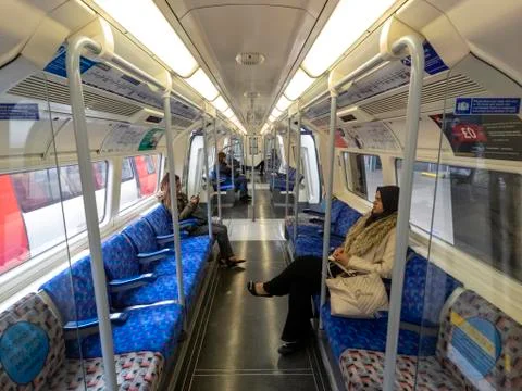 View of commuters keeping social distancing. Stock Photos