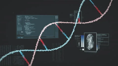 View of components of DNA strand under a microscope. Genetic information, DNA Stock Footage 153875966