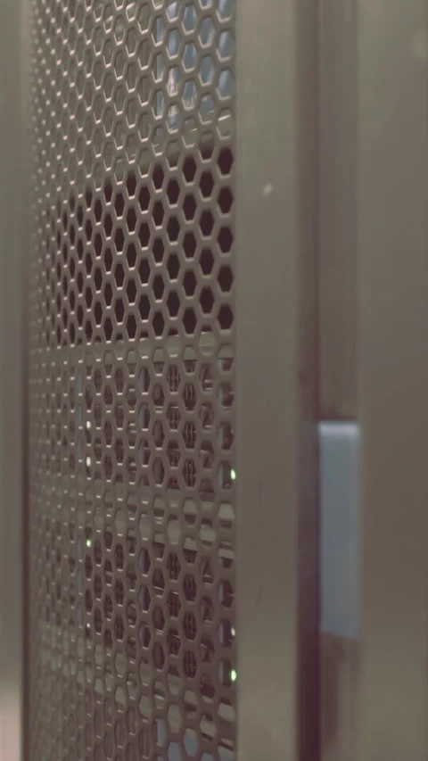 View of computer server rack showing technology in a data center Stock Footage 337925083