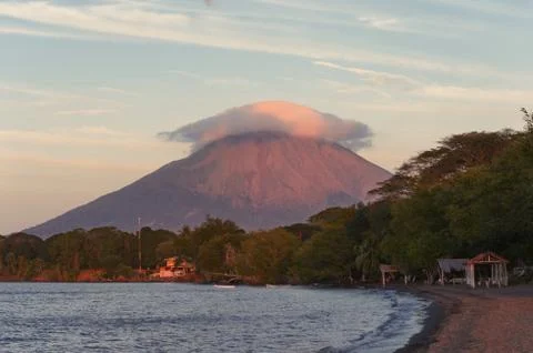 View of the concepcion volcano from the punta jesus maria on ometepe island Stock Photos