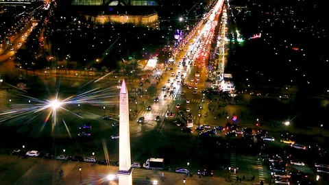 View from Concorde Square with the Egyptian obelisk in Paris. Stock Footage 107091192