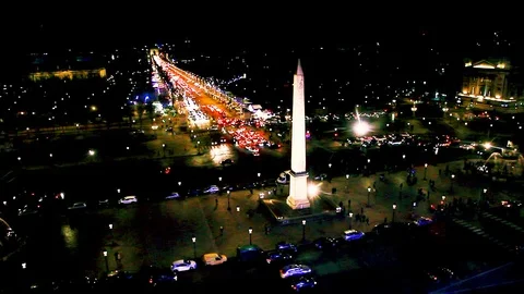 View from Concorde Square with the Egyptian obelisk in Paris. Stock Footage 107091205