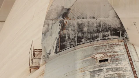 A View of Concrete Structures at Hoover Dam on Colorado River Stock Footage 35629204