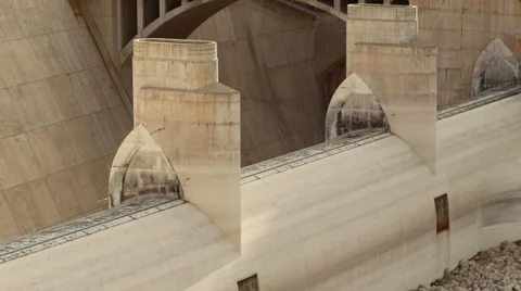 A View of Concrete Structures at Hoover Dam on Colorado River Stock Footage 35629214