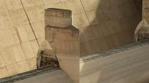 A View of Concrete structures at Hoover Dam on Colorado River Stock Footage 35631497