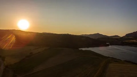 View of the confluence of two rivers from above with the drone Stock Photos