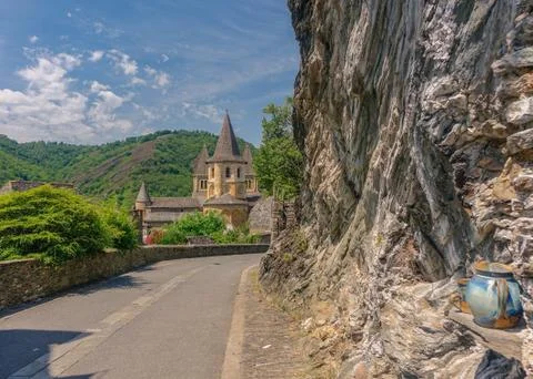 View of Conques village Stock Photos