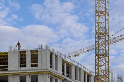 View of the construction of a modern building Stock Photos