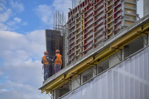 View of the construction of a modern building Stock Photos