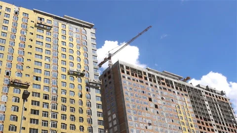 View of the construction of a multi-story building. Stock Footage 114295386