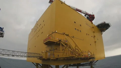 View of the construction of an oil platform in the Persian Gulf. (time-lapse) Stock Footage 145553993