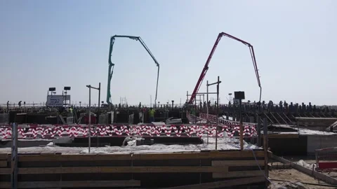 A view of the construction site of the BAPS Hindu Mandir during its initial Stock Footage 333206909
