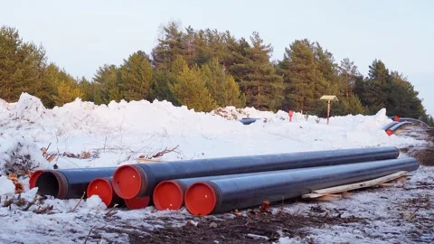 View of the construction site during the laying of a new gas pipeline. Stock Footage 269021924