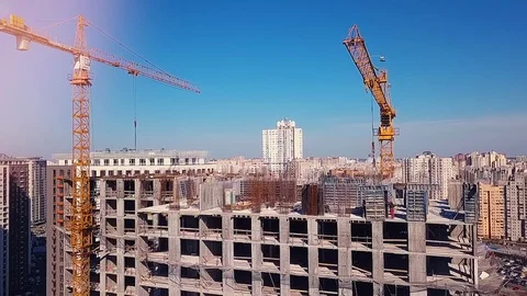 A view of a construction site from a flying drone Stock Footage 126181751