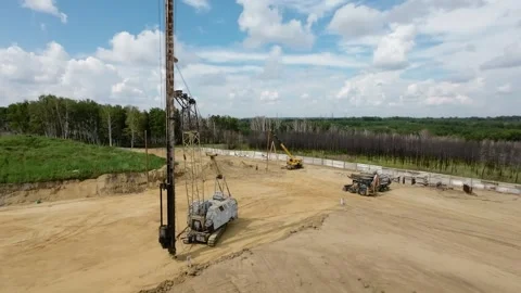 View of the construction site of a large factory Stock Footage 263746034